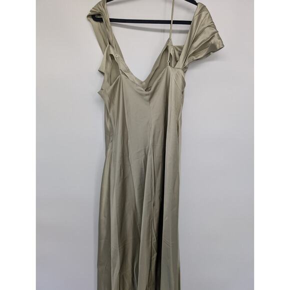 NWT Reformation Ronda Silk Wedding Gown Maxi Dress Size 16 Dried Herb #4B503 - Picture 8 of 12